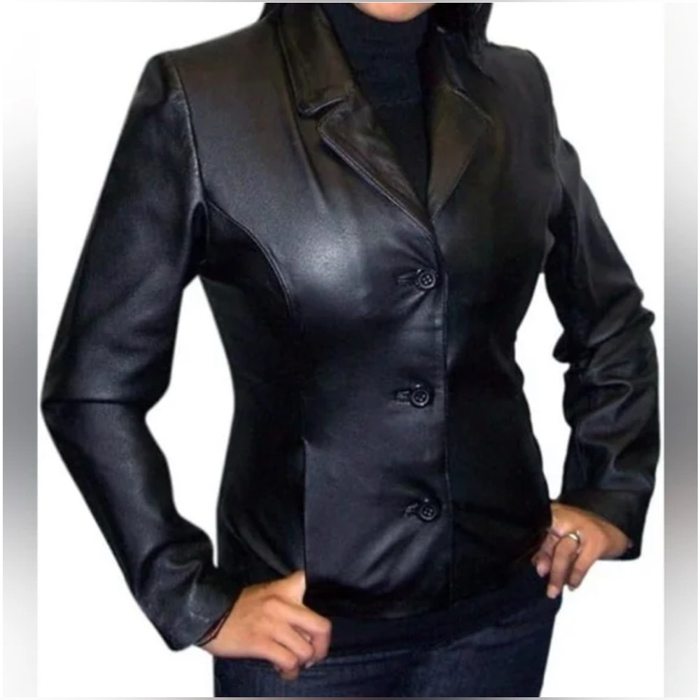 Investments Women's Sleek Black Genuine Lamb Leather Jacket